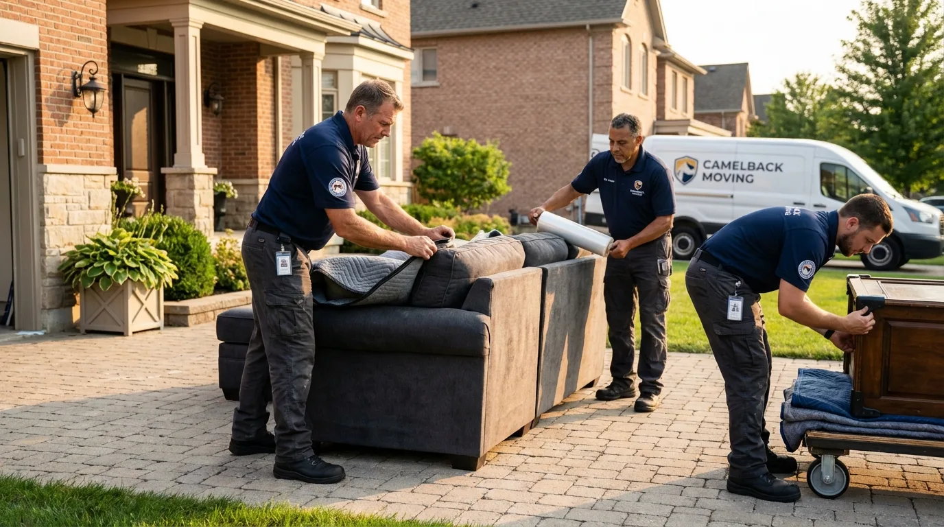 Large estate moving crew wrapping furniture in Celina, OH