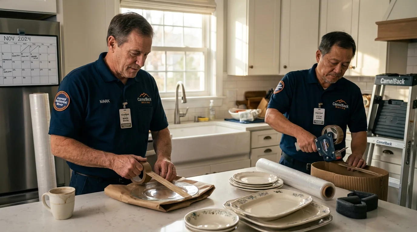 Professional crew packing kitchen dishware in Celina, OH